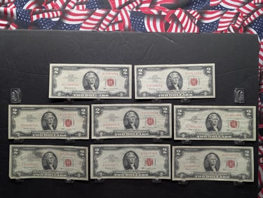 Lot of Eight (8) 1963 $2 Legal Tender Notes
