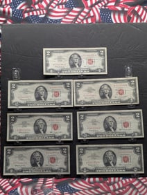Lot of Seven (7) 1963 $2 Legal Tender Notes
