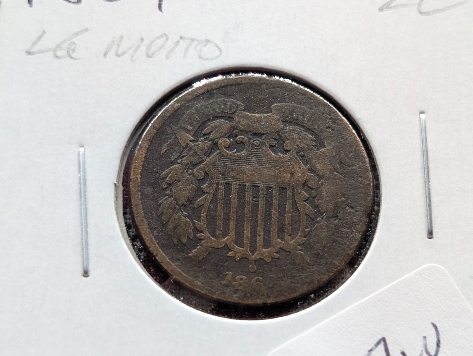 1864 Shield Two Cent Piece - Large Motto (1 of 3)