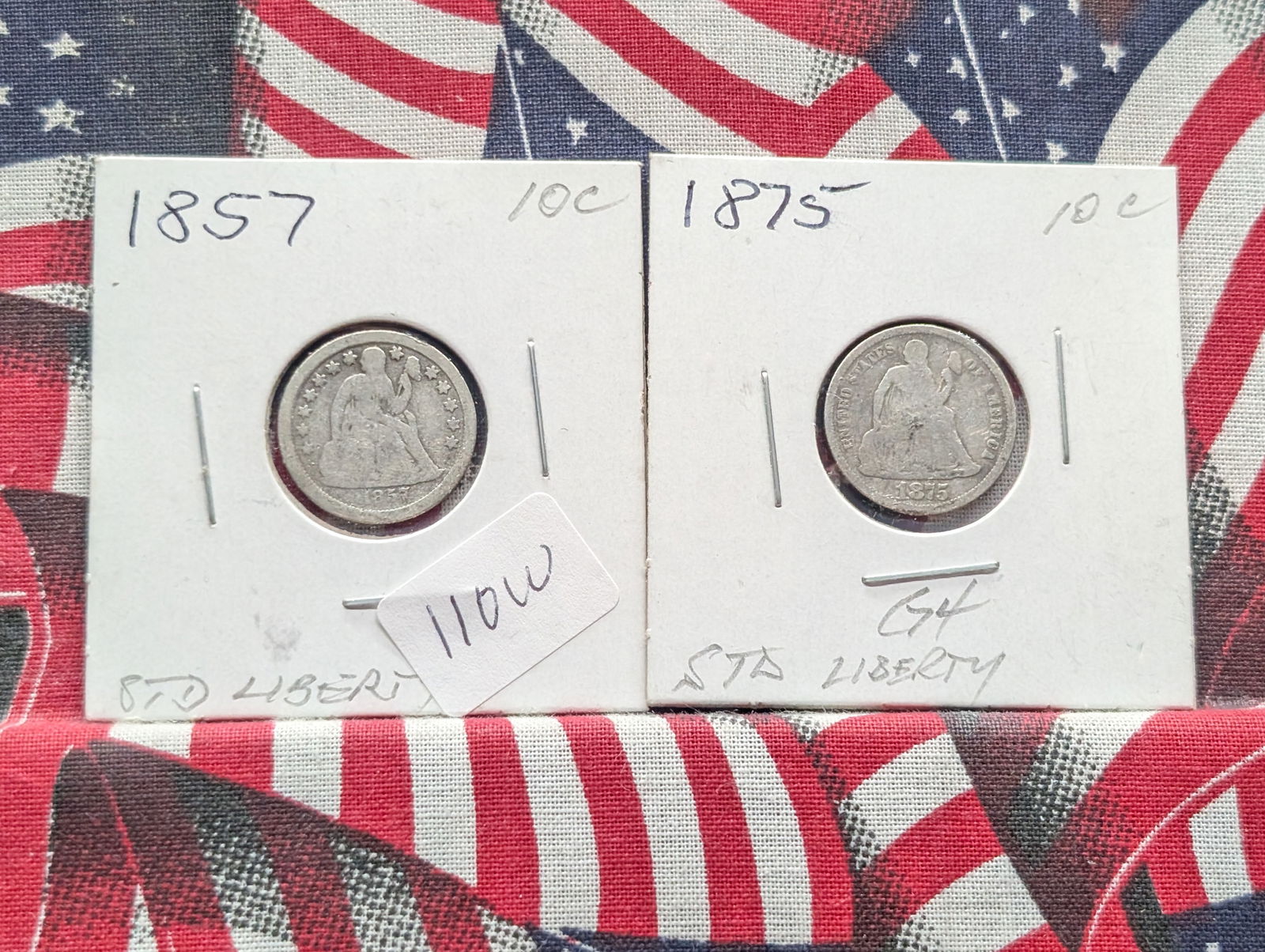 Lot of Two (2) Seated Liberty Dimes (1857 & 1875) (1 of 3)