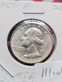 1955-D Washington Quarter - 90% Silver