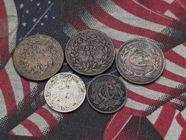 Lot of Five (5) Vintage Coins from Mexico - 1876-1915