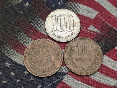 Lot of Three (3) Vintage Coins from Japan