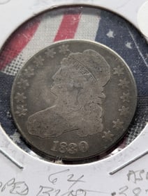 1830 Capped Bust Half Dollar - 89.3% Silver & 13.48 Gr.