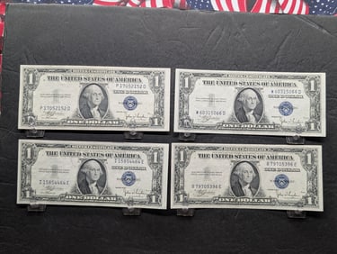 (4) 1935-C US One Dollar Federal Reserve Silver Certificates