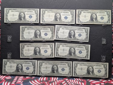 (10) 1935-E US One Dollar Federal Reserve Silver Certificates