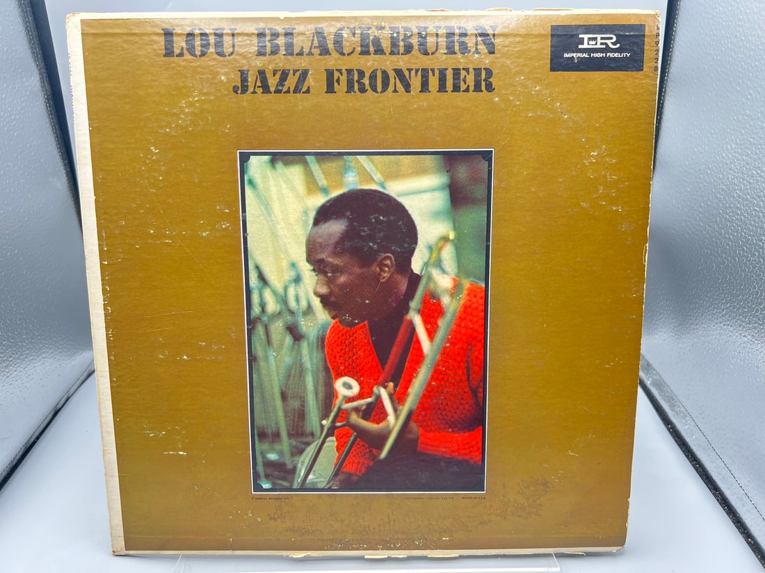 1963 Lou Blackburn Jazz Frontier Promo Vinyl Album - LP-9228 - Seam Splitting: 1963 Lou Blackburn Jazz Frontier Promo Vinyl Album - LP-9228 - Seam Splitting - Records are untested by the auction house for play quality. All items are sold as is.