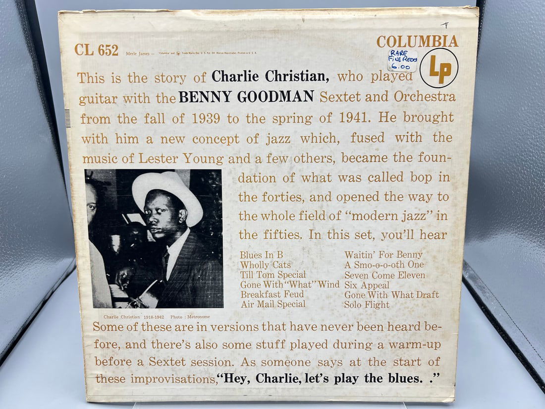 1970s Charlie Christian With The Benny Goodman Sextet And Orchestra Reissue Vinyl Album - CL 652 (1 of 6)