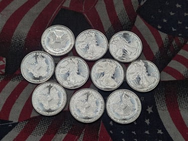 1/10th Oz. Each .999 FINE SILVER American Eagle Designed Miniature Rounds (10 PCS)