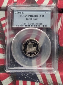 2004-S PROOF Jefferson Keel Boat Nickel - PCGS PR69 DCAM