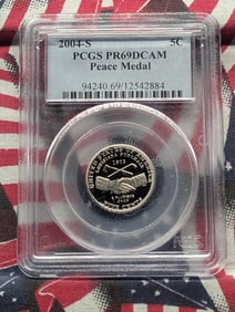 2004-S PROOF Jefferson Peace Medal Nickel - PCGS PR69 DCAM