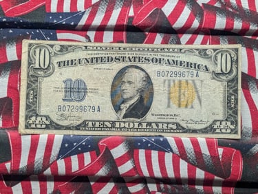 1934 A Series $10.00 Silver Certificate North Africa Note - FINE