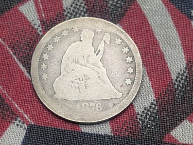 1876-CC w/ Legend Seated Liberty Quarter - AG