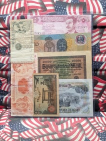 Seven NEAT Various Vintage World Currency Notes