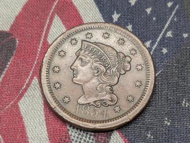 1854 Braided Hair Large Cent - AU+