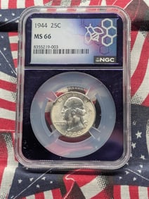 1944 Washington Silver Quarter - NGC MS66