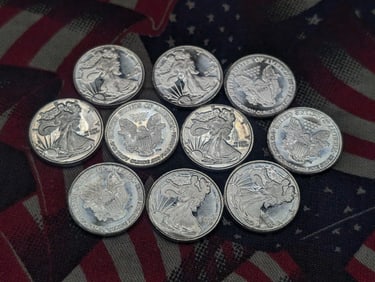 1/10th Oz. Each .999 FINE SILVER American Eagle Designed Miniature Rounds (10 PCS)