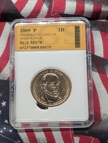 2009-P James K. Polk Presidential Dollar - SGS Cert. MS70