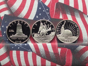 1986-S, 1992-S & 2003-P Commemorative Half Dollars - All GEM PROOF (3 PCS)