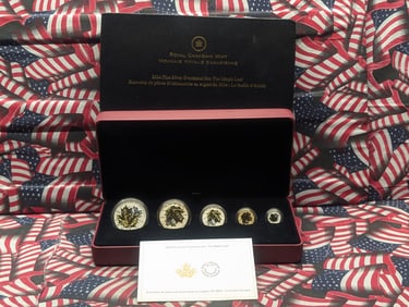 Gold LAYERED 2014 Canada .9999 FINE SILVER Fractional Maple Leaf Set in OGP w/ COA (1 Oz. - 1/2 Oz.