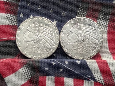 1/4th Oz. Each .999 FINE SILVER Indian Head Half Eagle Designed Round (2 PCS)