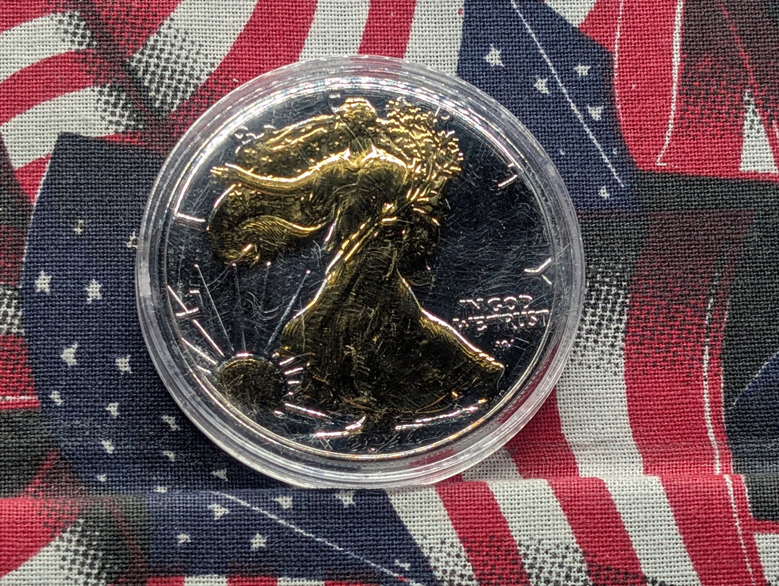 Gold & Platinum LAYERED 2024 American Silver Eagle in Capsule: Gold & Platinum LAYERED 2024 American Silver Eagle in Capsule