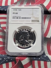 1958 PROOF Franklin Silver Half Dollar - NGC PF68