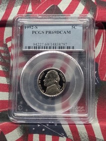 1992-S PROOF Jefferson Nickel - PCGS PR69 DCAM