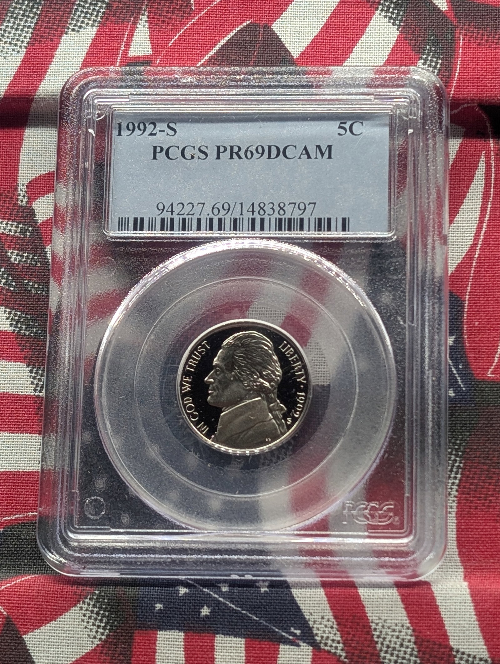 1992-S PROOF Jefferson Nickel - PCGS PR69 DCAM: 1992-S PROOF Jefferson Nickel - PCGS PR69 DCAM