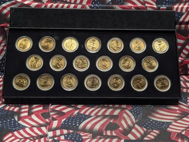 2001 & 2002-P&D 24k Gold LAYERED Statehood Quarter Collection in Display Box