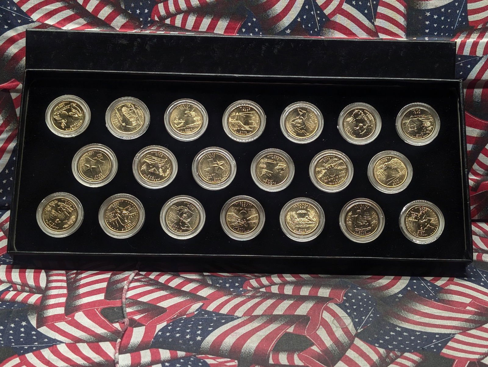 2003 & 2004-P&D 24k Gold LAYERED Statehood Quarter Collection in Display Box w/ COA (1 of 7)