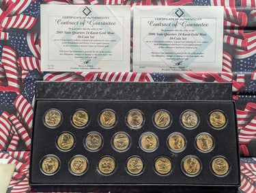 2005 & 2006-P&D 24k Gold LAYERED Statehood Quarter Collection in Display Box w/ COA