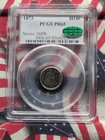 1873 PROOF w/ Legend Seated Liberty Half Dime - PCGS PR65 CAC
