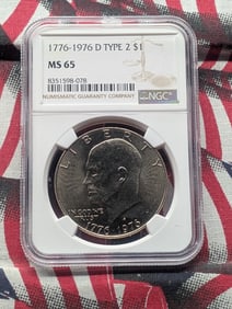 1776-1976-D Type 2 Eisenhower Dollar - NGC MS65