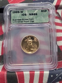 1/4th Oz. 1999-W America .9167 FINE GOLD $10.00 Eagle - ICG Cert. MS69 - Business Strike From
