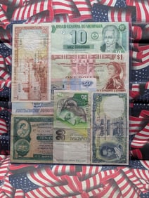 Seven COOL Various Vintage World Currency Notes