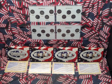 Four Platinum LAYERED Statehood Quarter Collections in Display (1999, 2001, 2006 & 2004)