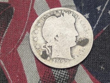 1892-S Barber Silver Quarter