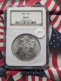 1887 Morgan Dollar, NGC MS 64