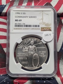 1996-S National Community Service One Dollar, NGC MS 69