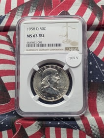1958-D Franklin Half Dollar, NGC MS 63 FBL