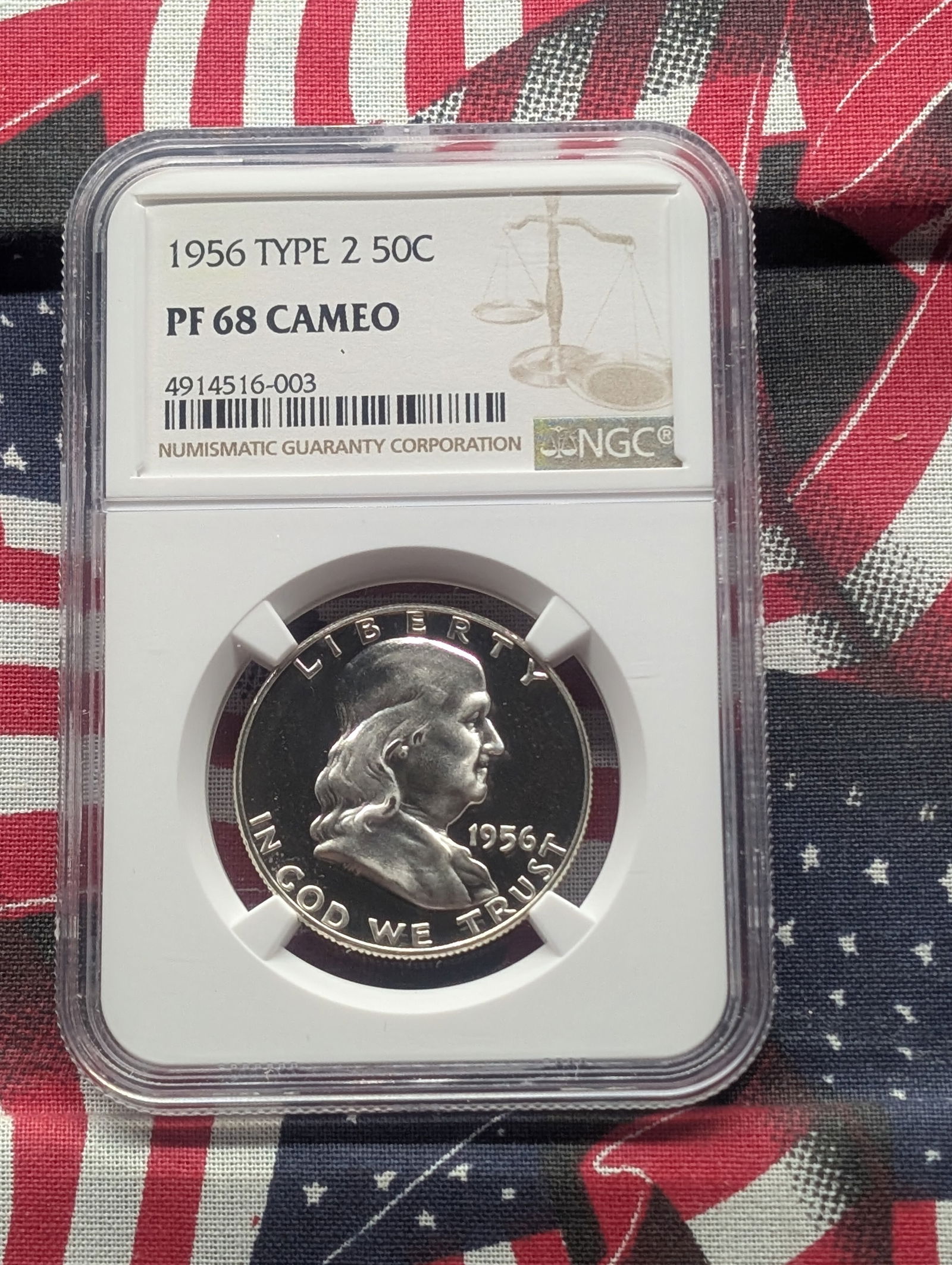 1956 PROOF Type 2 Franklin Silver Half Dollar - NGC PF68 CAMEO (1 of 4)