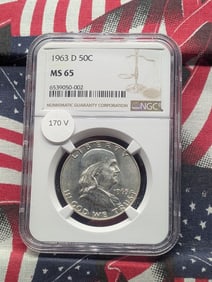 1963-D Franklin Half Dollar, NGC MS 65