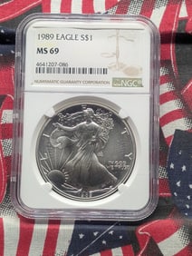 1989 American Silver Eagle One Dollar, NGC MS69 - One Troy Ounce .999 Fine Silver
