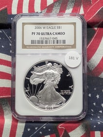 2006-W American Silver Eagle One Dollar, NGC PF 70 Ultra Cameo - One Troy Ounce .999 Fine Silver