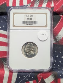 1945-S Wartime 35% Silver Jefferson Nickel, NGC MS 66