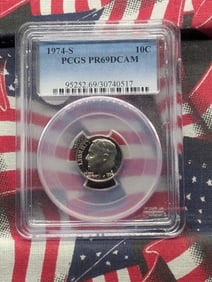 1974-S Roosevelt Dime, PCGS PR69DCAM