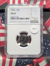 1963 Roosevelt Dime, NGC PF 67 - 90% Silver
