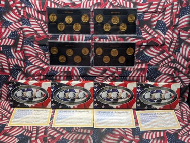 Lot of 4 Gold LAYERED Statehood Quarter Collections in Display (2000, 2003, 2002 & 2004)