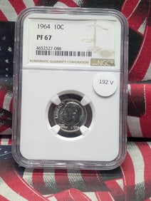 1964 Roosevelt Dime, NGC PF 67 - 90% Silver